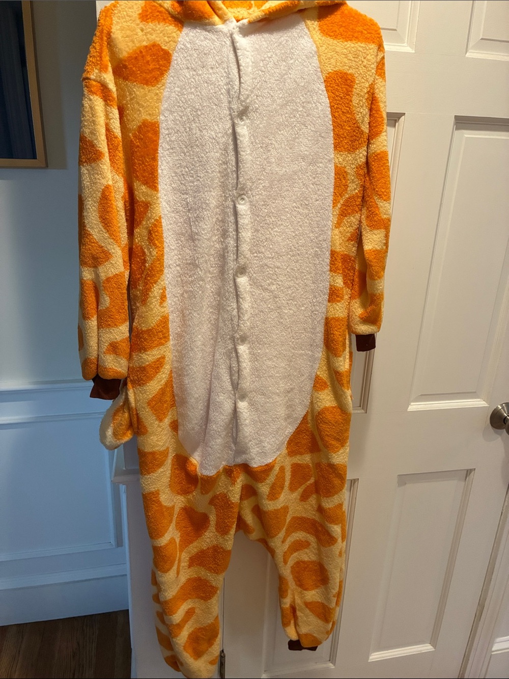 Woman Orange & White Animal One-Piece Hooded Pajamas